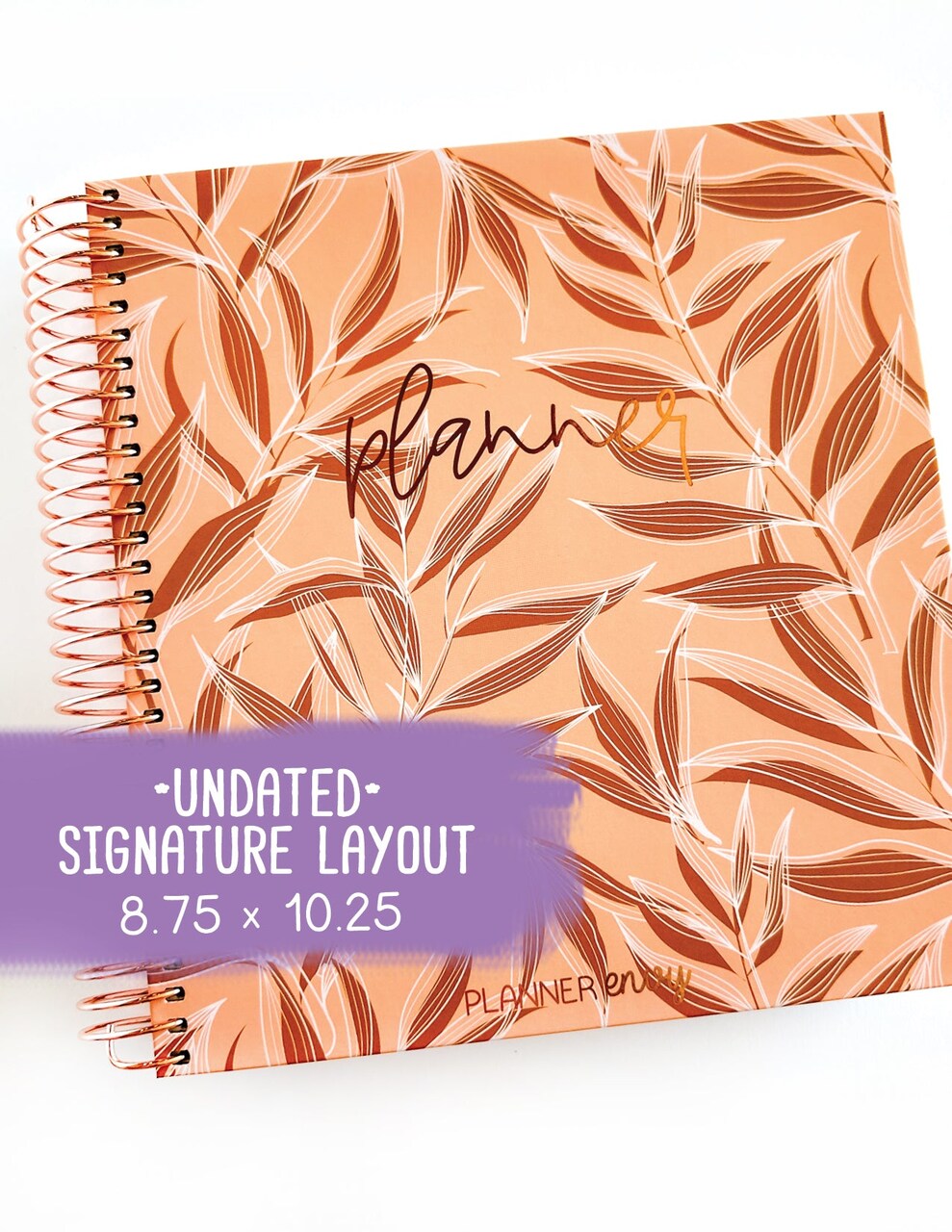 Undated Planner - Signature Layout, Spiral Bound - "Golden Leaves" (#007)
